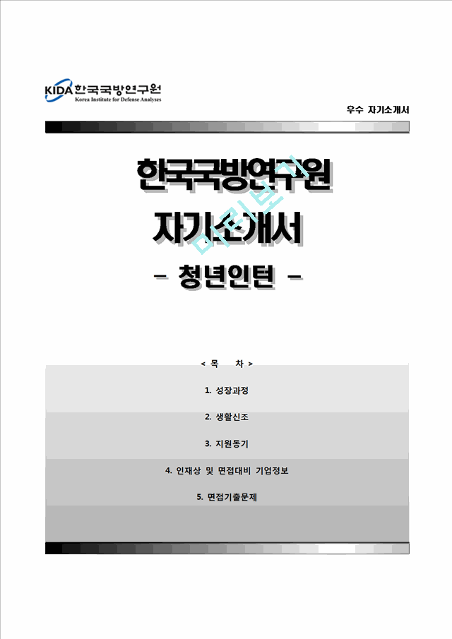 [한국국방연구원자기소개서] 한국국방연구원 청년인턴 합격자소서와 면접기출문제.hwp